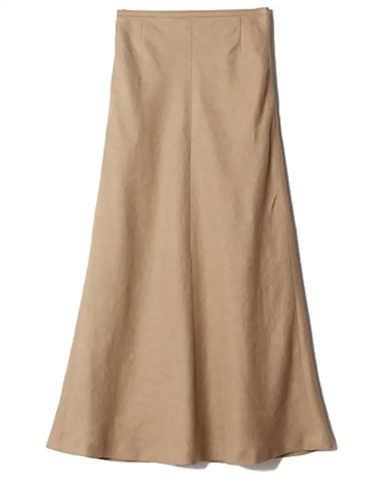 エクラプレミアムのキャメルの「リネンフレアスカート」