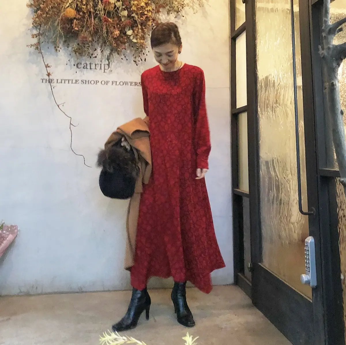 たまには赤ワンピで❤︎原宿古民家レストラの画像_5