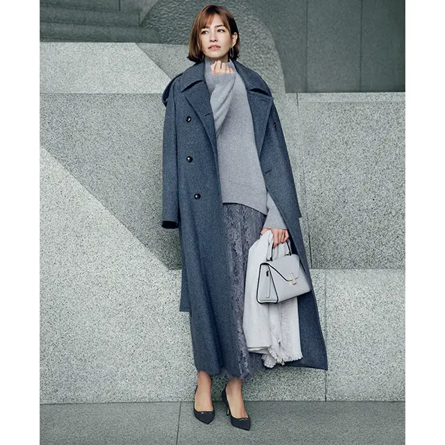 あえて濃色で引き締めない 全身グラデーションで優しげに