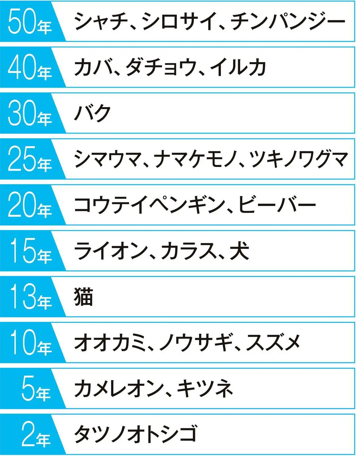 OurAge×Webエクラ　上記以外の動物寿命ランキング