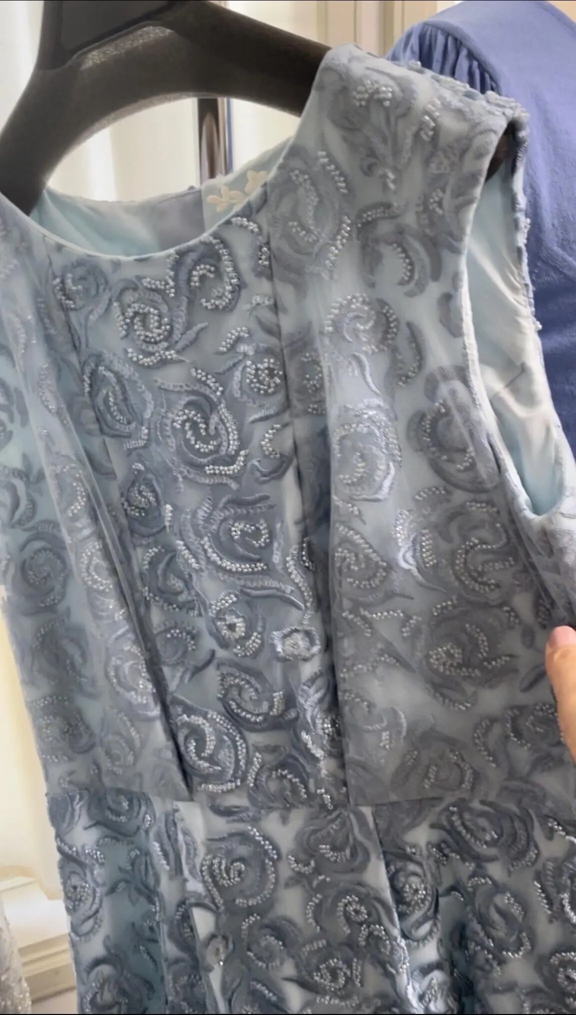 setaichiro、セタイチロウ、ワンピース、ビーズ、刺繍、水色、ブルー、パステル、パステルブルー、ドレス、可愛い、キラキラ、綺麗、素敵、好み