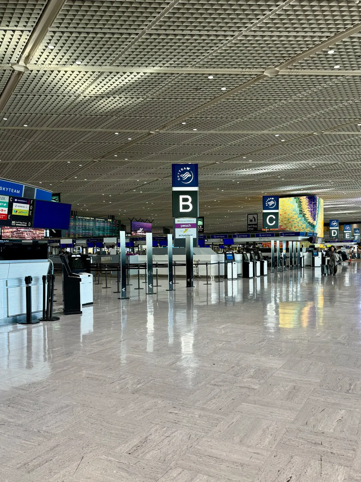 成田空港　チェックインカウンター　50代夫婦旅行　BALI 　バリ島