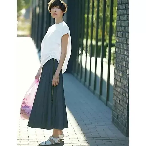 Nell　デニムプリーツスカート