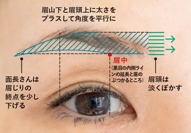 太さを足し平行眉に