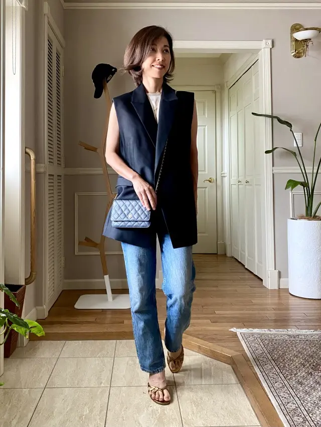 ブラックジレで着回しコーデの画像_3