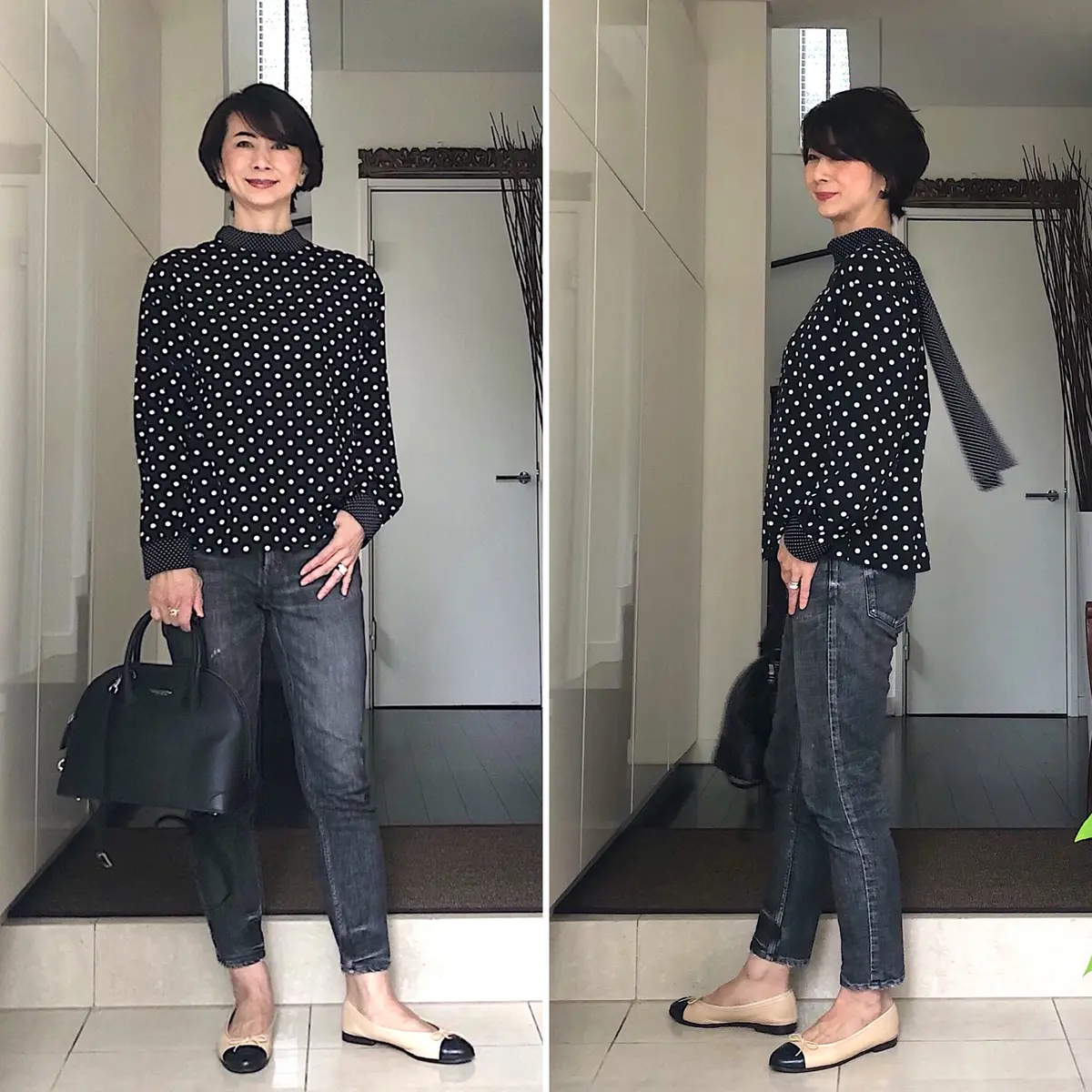 ドットブラウスで黒コーデ❤︎の画像_3