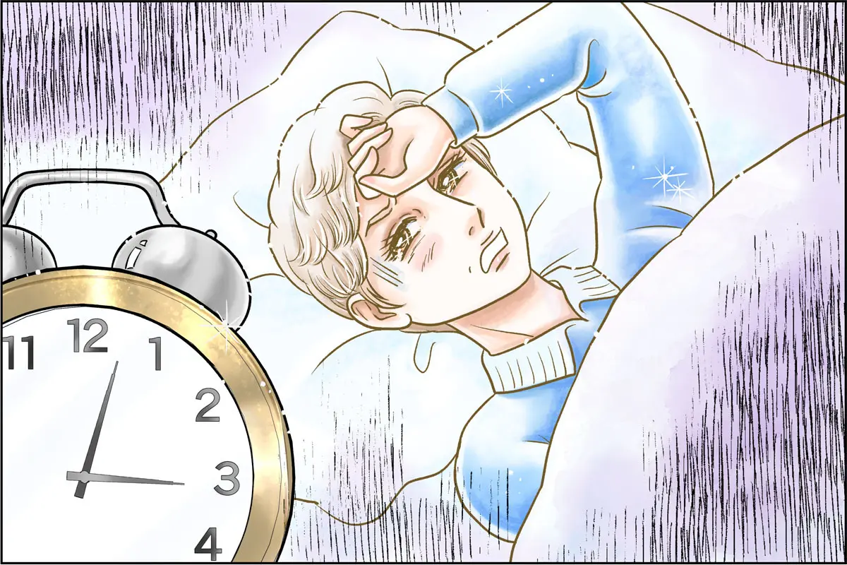 OurAge×Webエクラ　睡眠障害の女性のイラスト