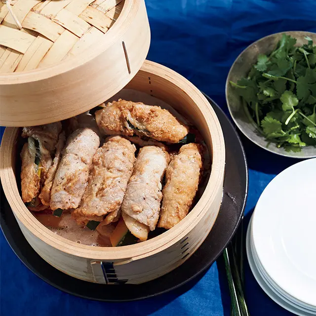 かぼちゃの豚肉巻き蒸し