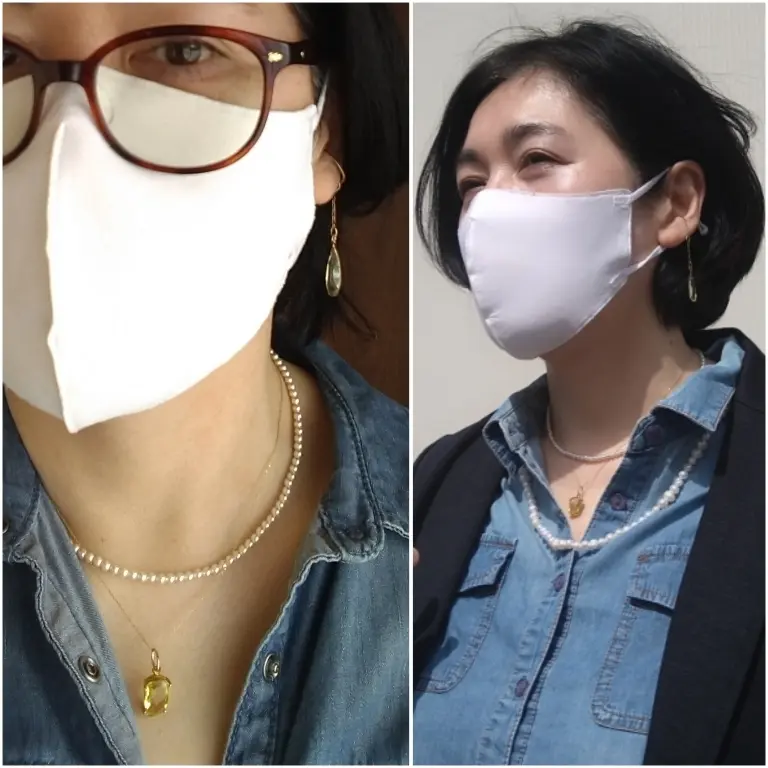 デニムシャツとレモンクォーツとパール