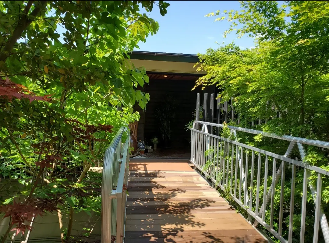 新緑が生い茂る素敵なエントランス