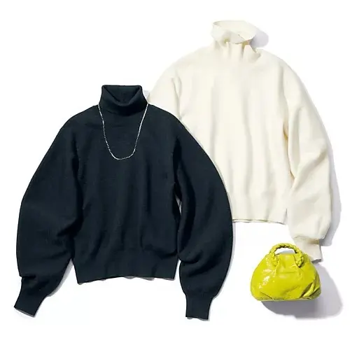 LOEFF クレッセントスリーブタートルネックセーター ￥29,700