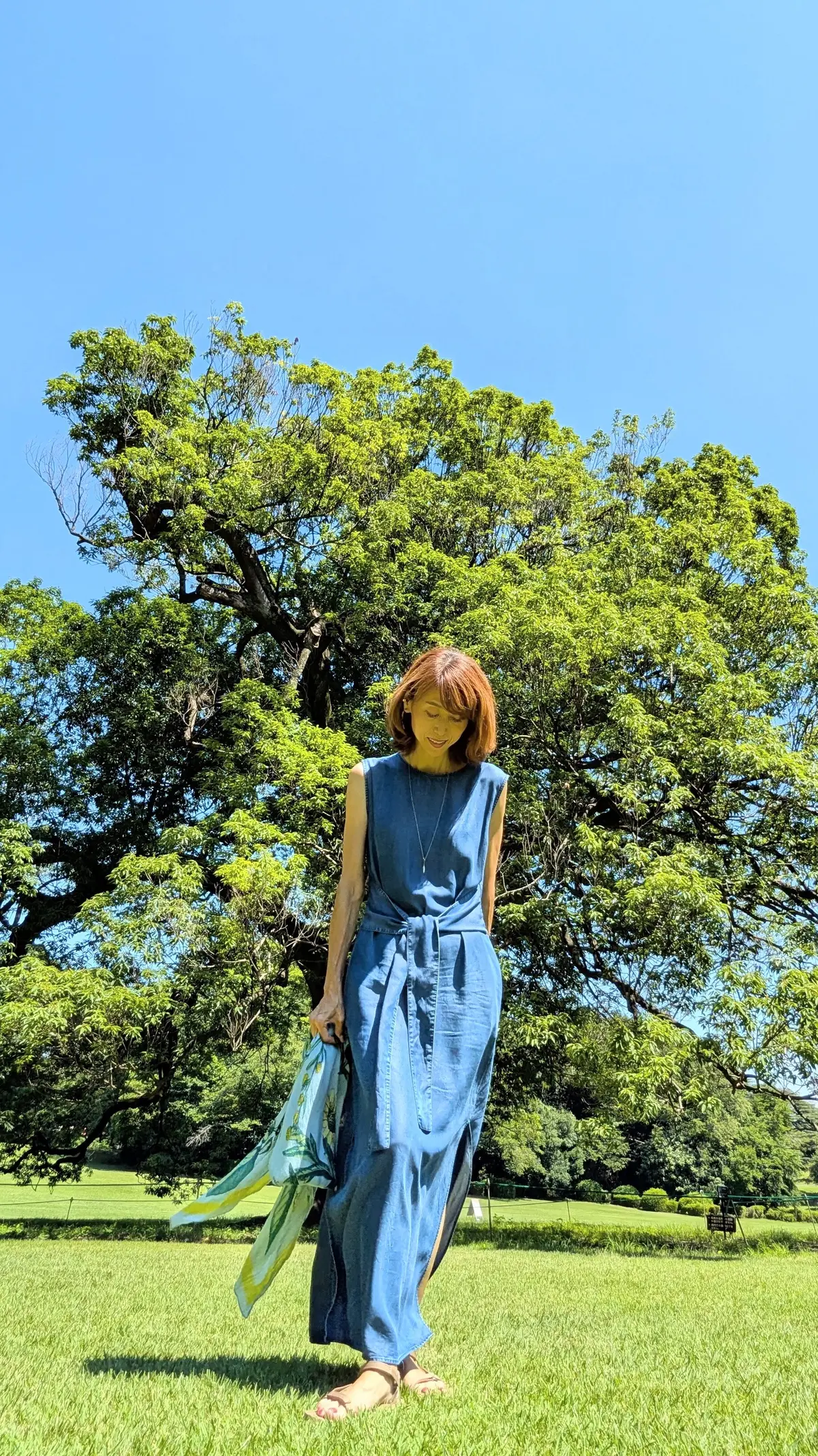 新宿御苑　ZARAのワンピース