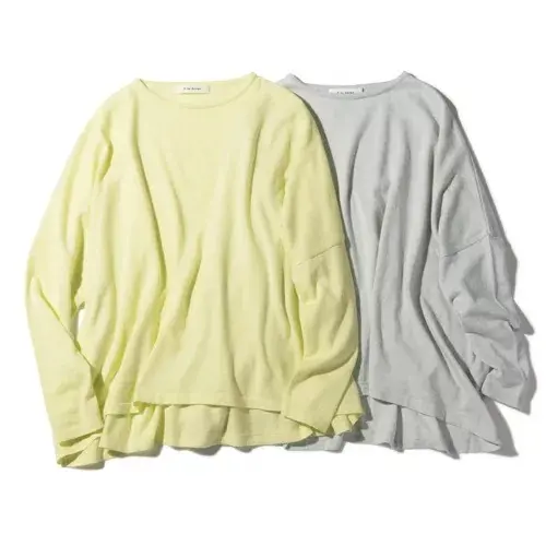 E by eclat (イーバイエクラ) コットンカシミヤワイドニット ライムイエロー・ライトグレー・ブラック ¥15,950