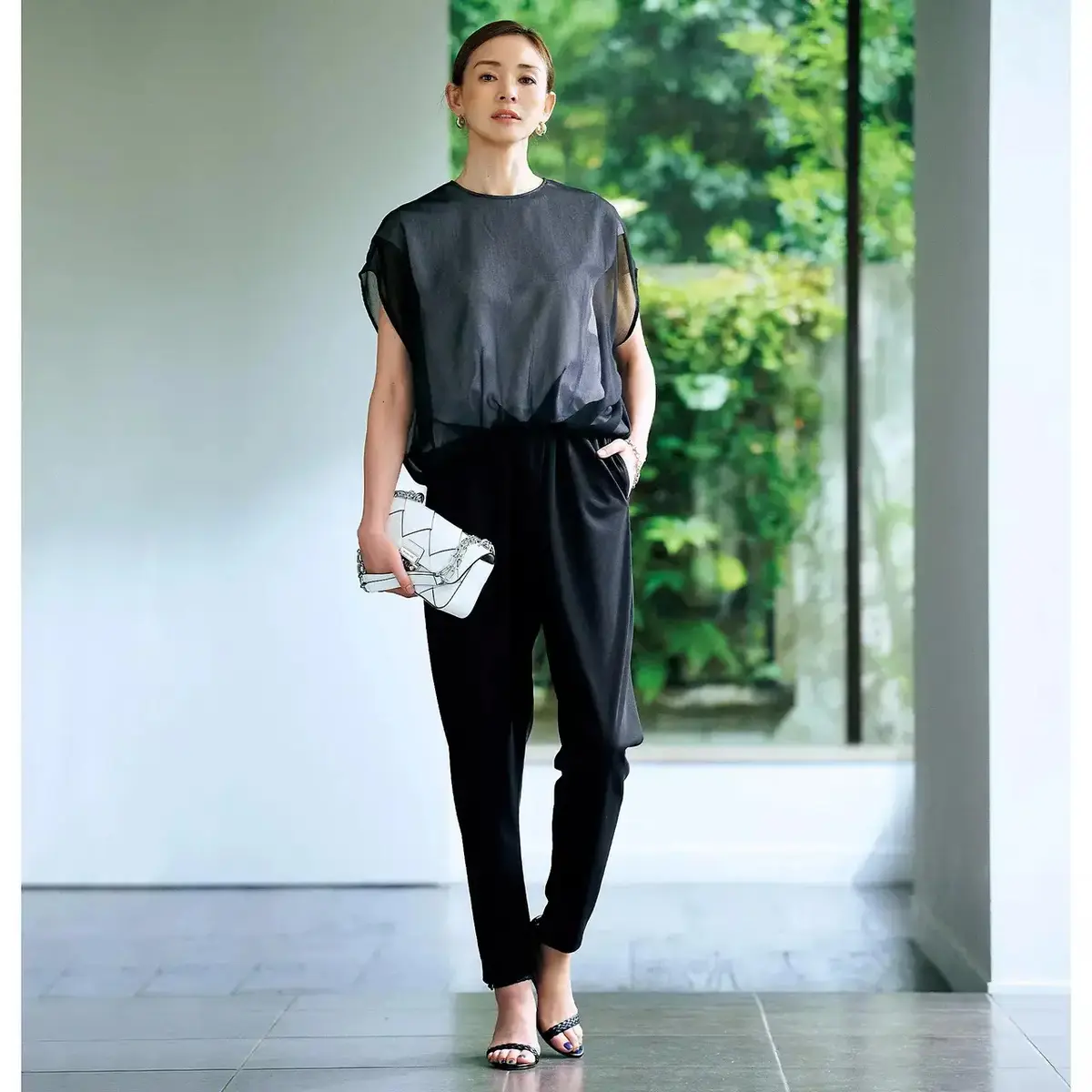 DOMELLE レイヤードトップス&ジャージーパンツ