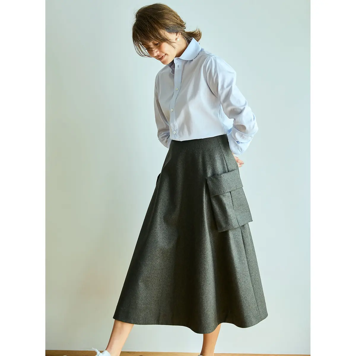 MADISONBLUE CARGO CIRCULAR LONG SK FLANNEL‐SKIRT