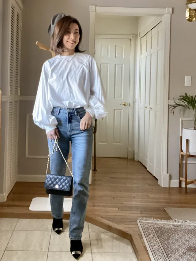 ZARAのデニムでフェミニンコーデの画像_3