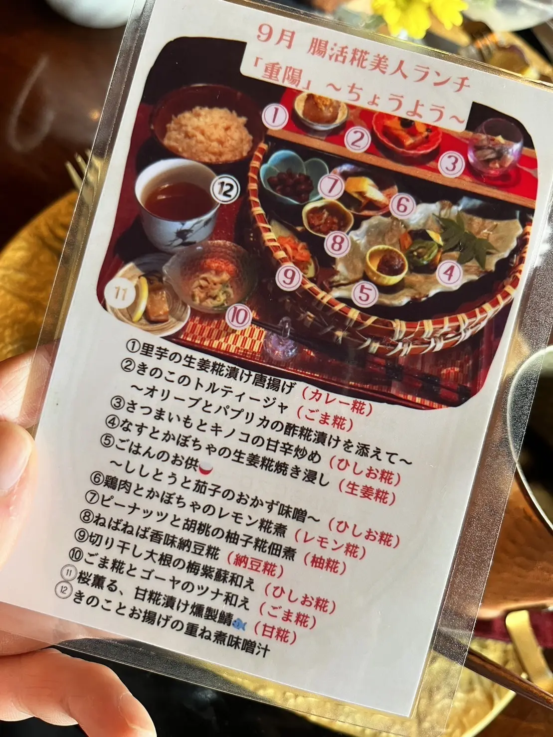 このメニューを見ながら味わって頂きました。