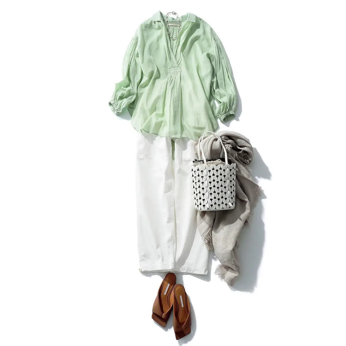 ne Quittez pas コットンボイルギャザーブラウス