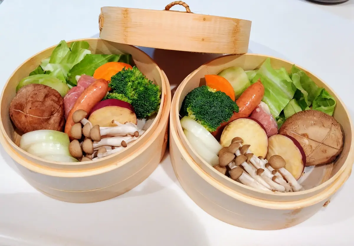 滴水　むし蒸籠　温野菜