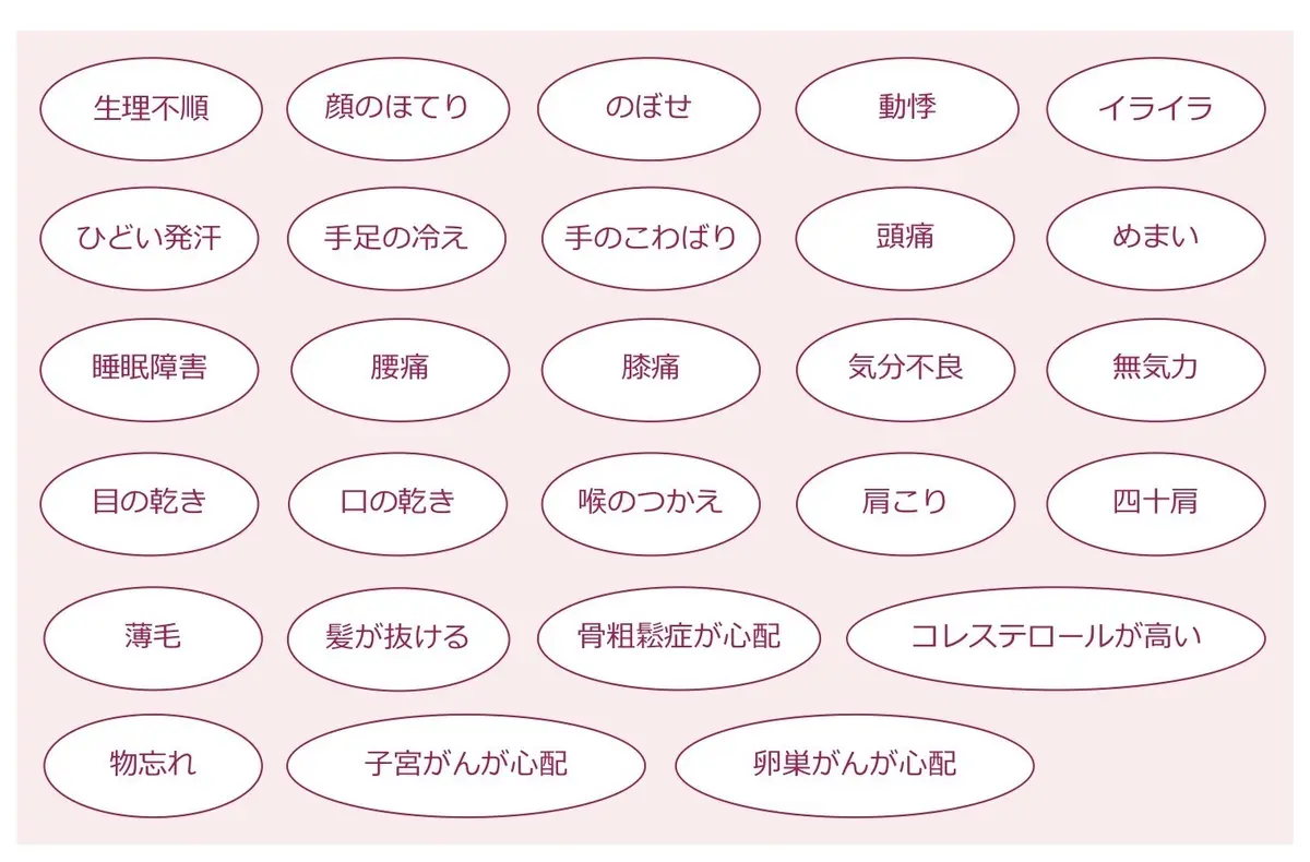 HRT療法により、さまざまな更年期症状が緩和される。資料提供／野崎ウイメンズクリニック