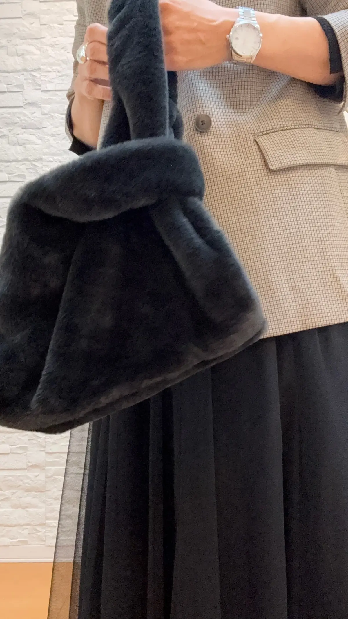 ダイソー　DAISO　トートバッグ　ファーバッグ