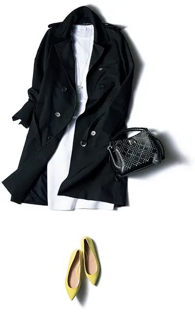 ジャンヴィト ロッシのフレッシュカラーのフラットパンプスを取り入れたコーデ