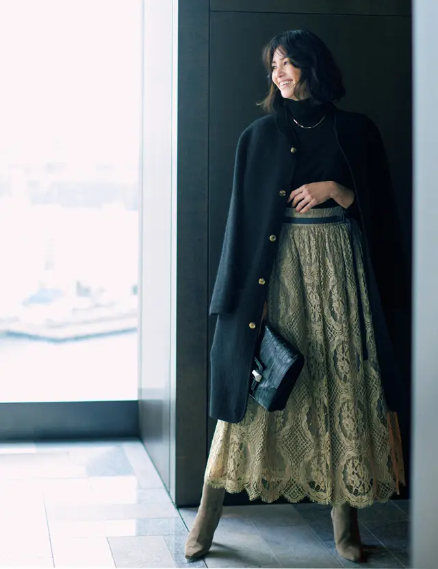 50代冬のおしゃれは「ロングスカート」が最強！女らしさもかっこよさも外せない