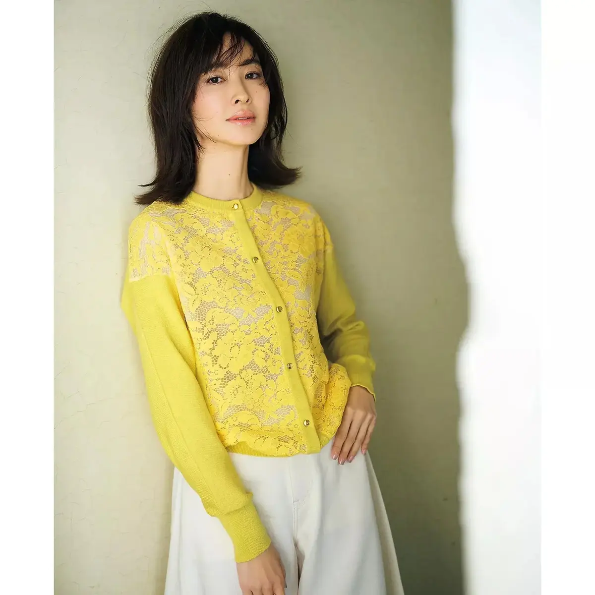 E by éclat Room no.8 for E by éclat 華奢見えレース切り替えカーディガン