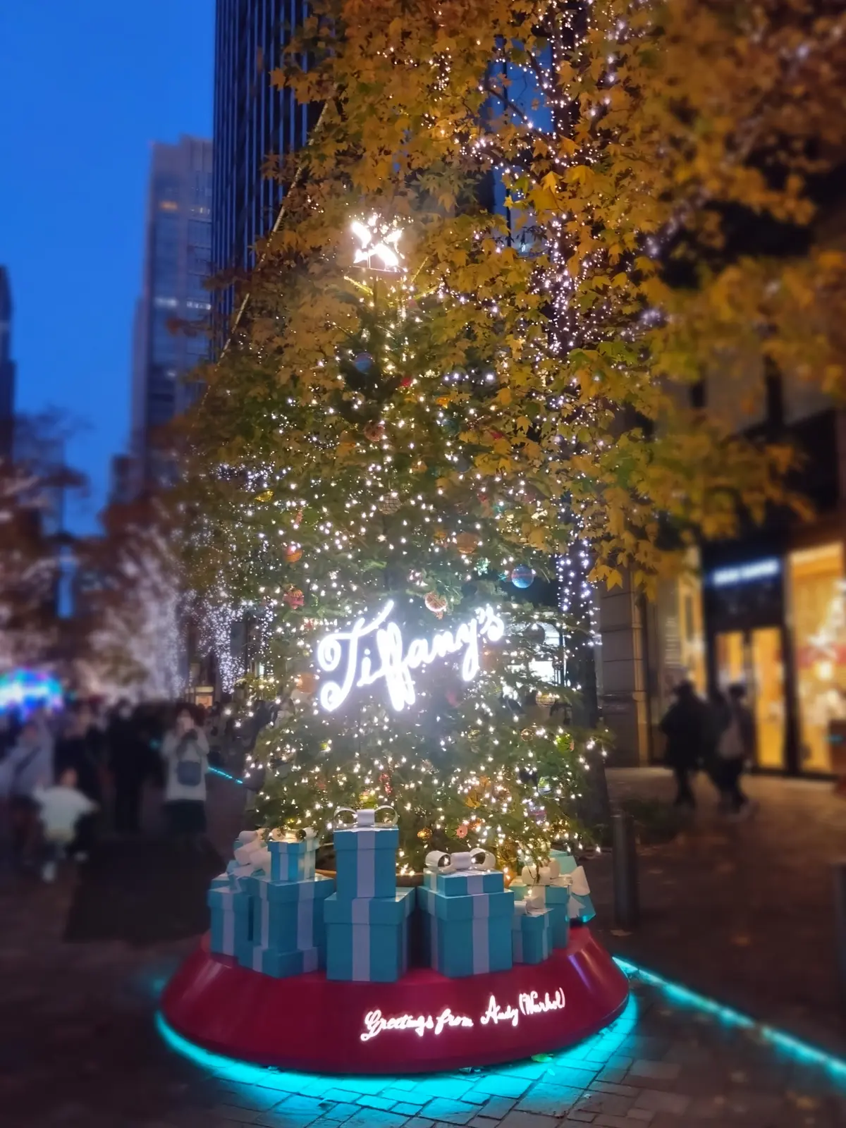 丸の内仲通りのイルミネーション、ティファニーのクリスマスツリー