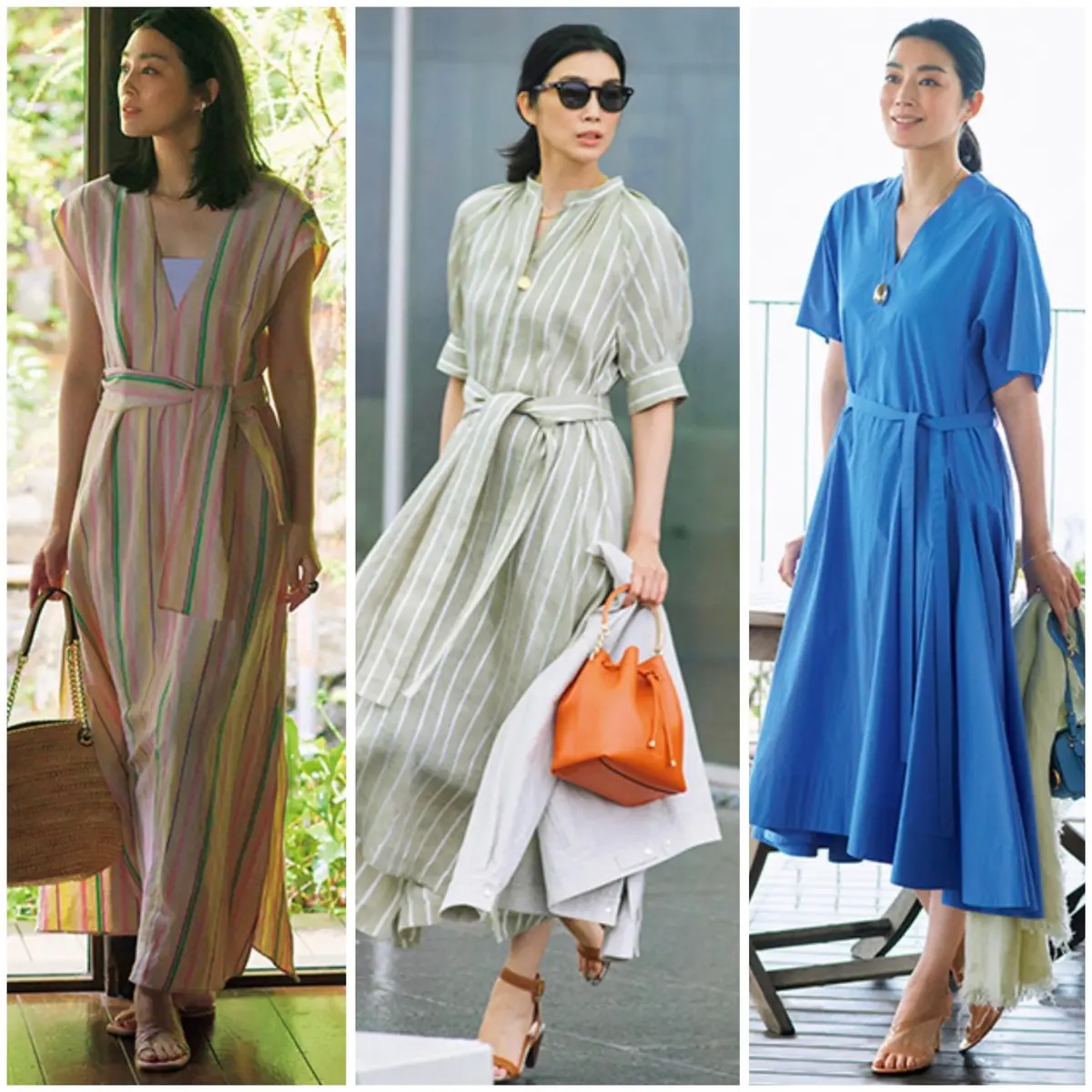 エクラ７月号のワンピース特集の写真３つ