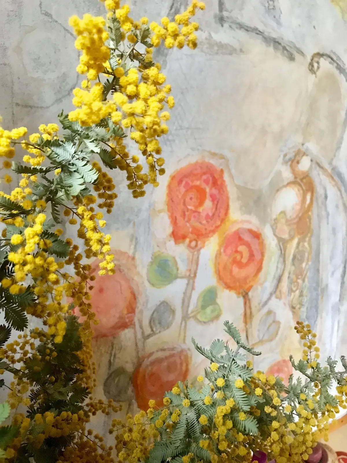 ミモザとフレスコ画