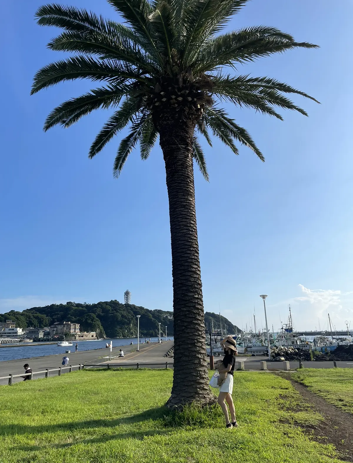 ホワイトショーパンコーデで愛犬とお散歩の画像_2