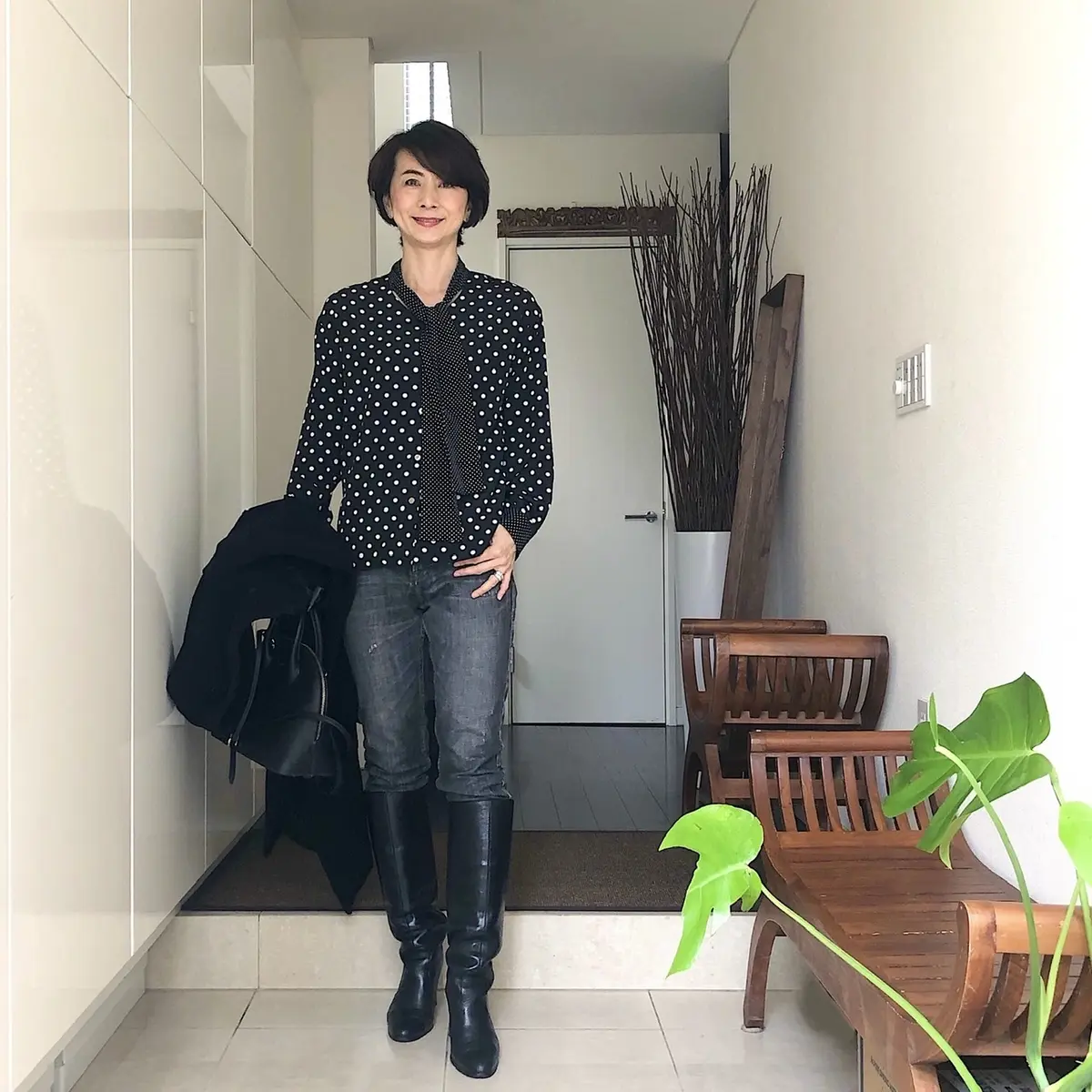 ドットブラウスで黒コーデ❤︎の画像_2
