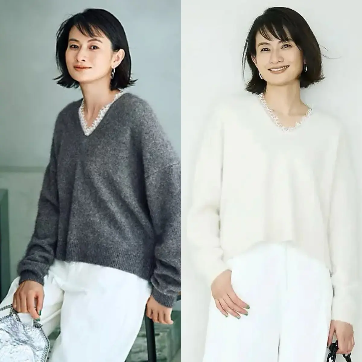 可憐なレースに心ときめく、大人に似合う顔映えニット