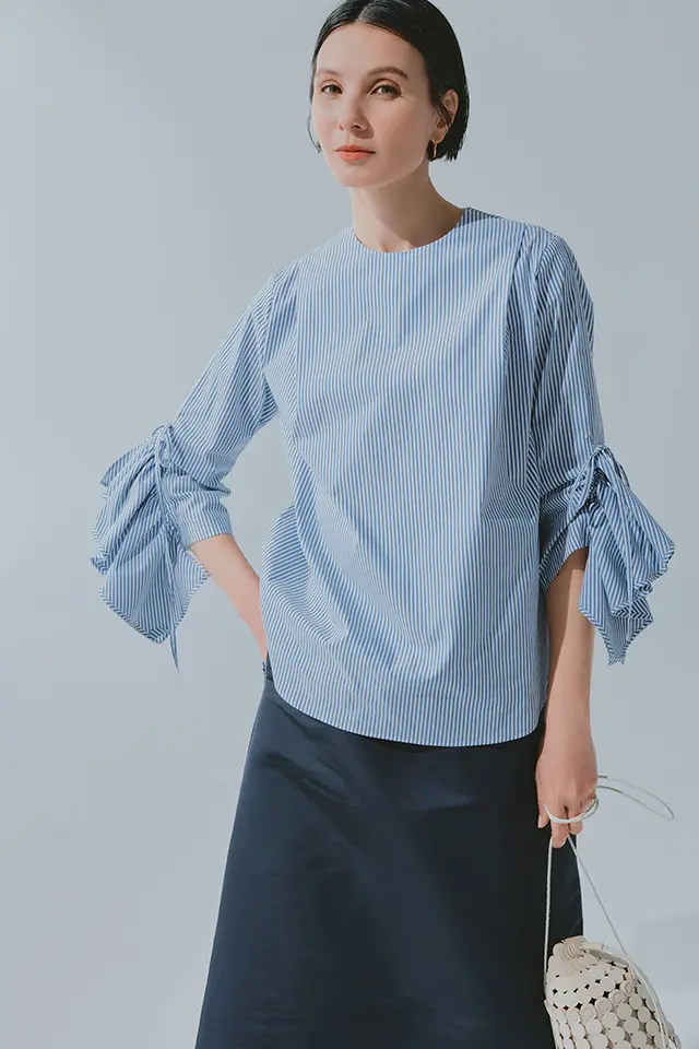 【Style5】ほの甘フリルのストライプブラウス