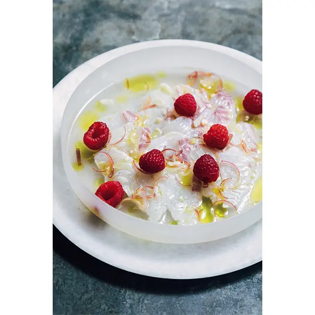 冷水希三子レシピ　鯛とフランボワーズのセヴィーチェ