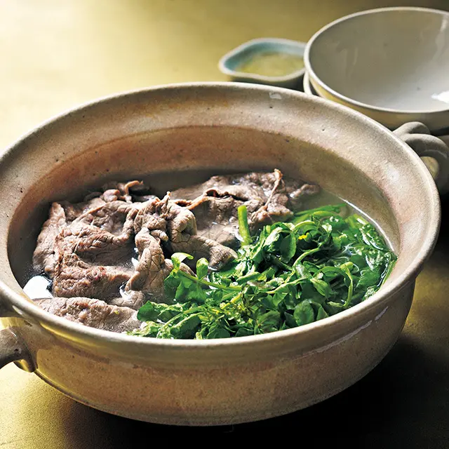 クレソンと牛肉の しゃぶしゃぶ