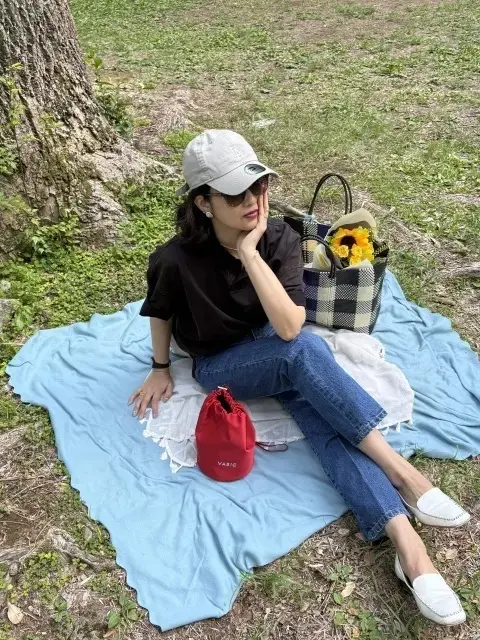 赤い巾着バッグ