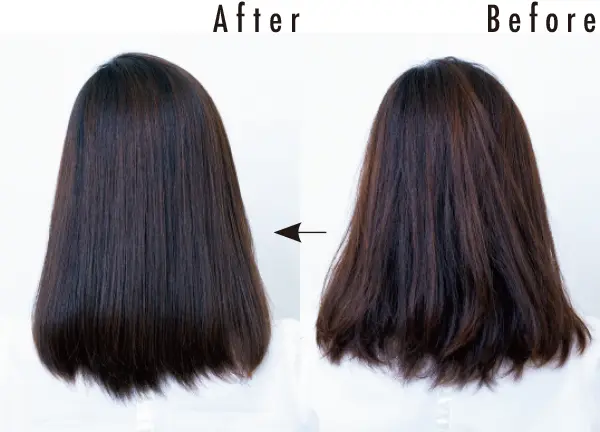 サロンヘアケア体験のBeforeとAfterのバックスタイル