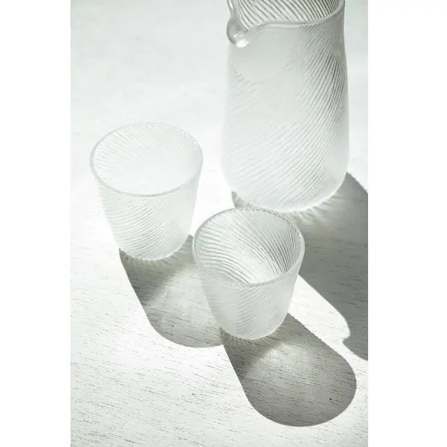 表面に細く繊細なカットを施した涼しげなさざなみカット酒器。