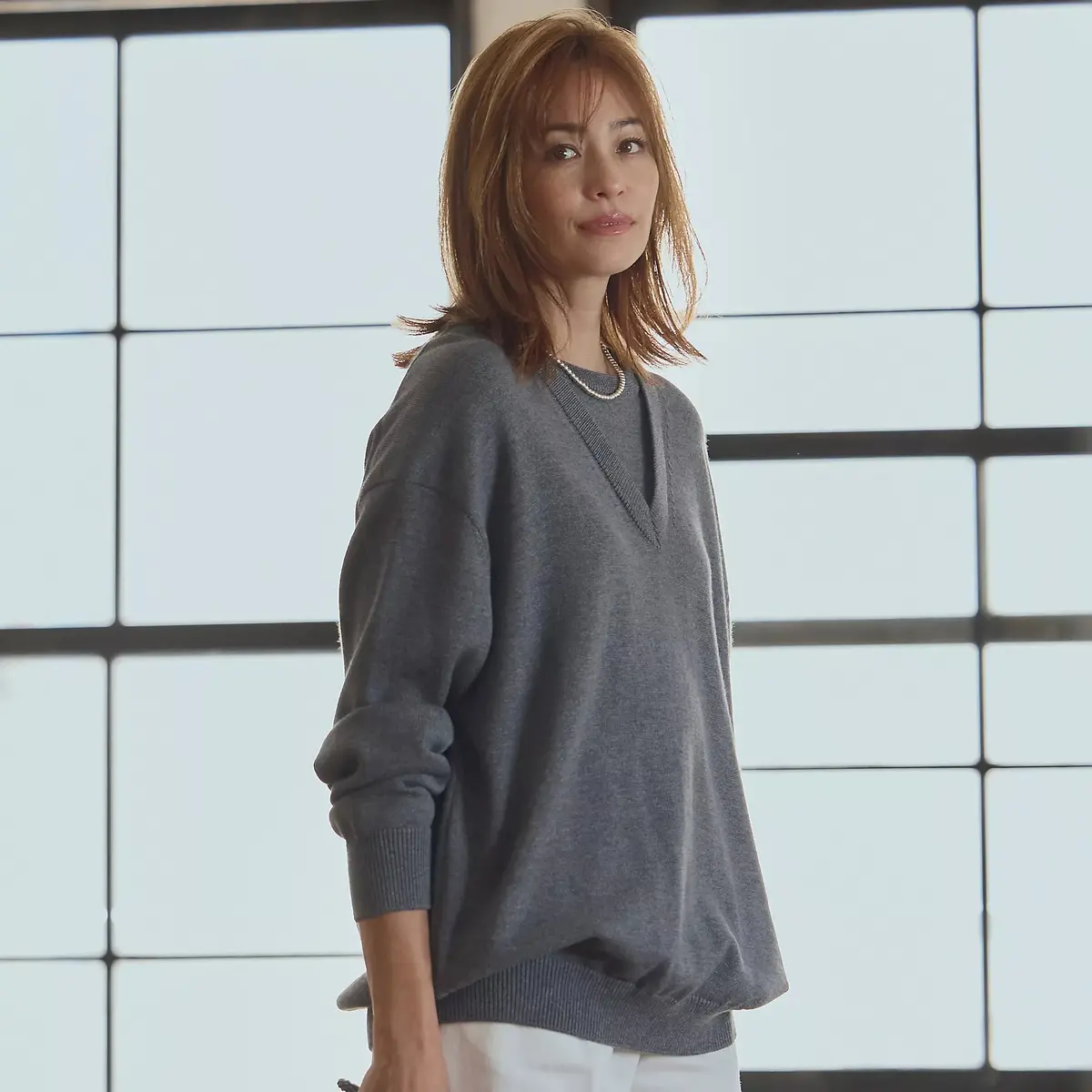 SLOANE 10G天竺 メリノウール　レイヤードライククルーネック