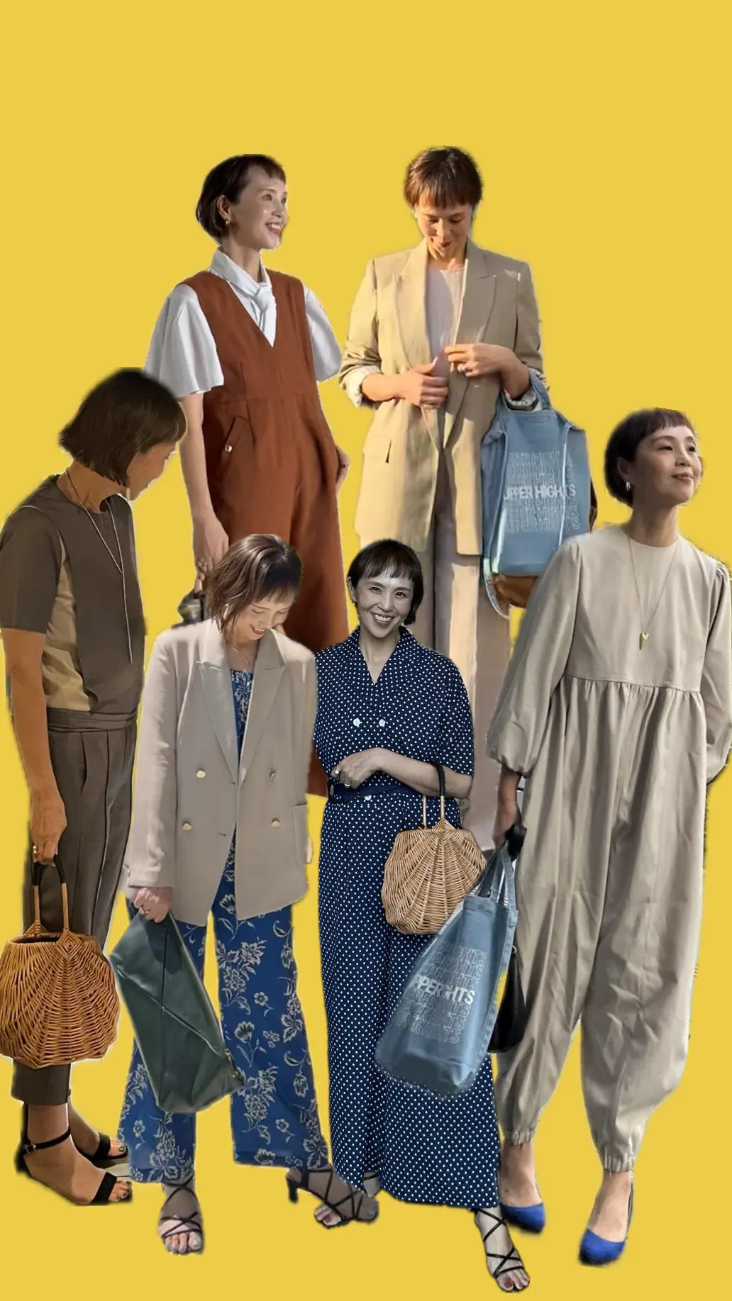 50代オールインワン　アラフィフオールインワン　オールインワンコーデ　ショートヘアオールインワン