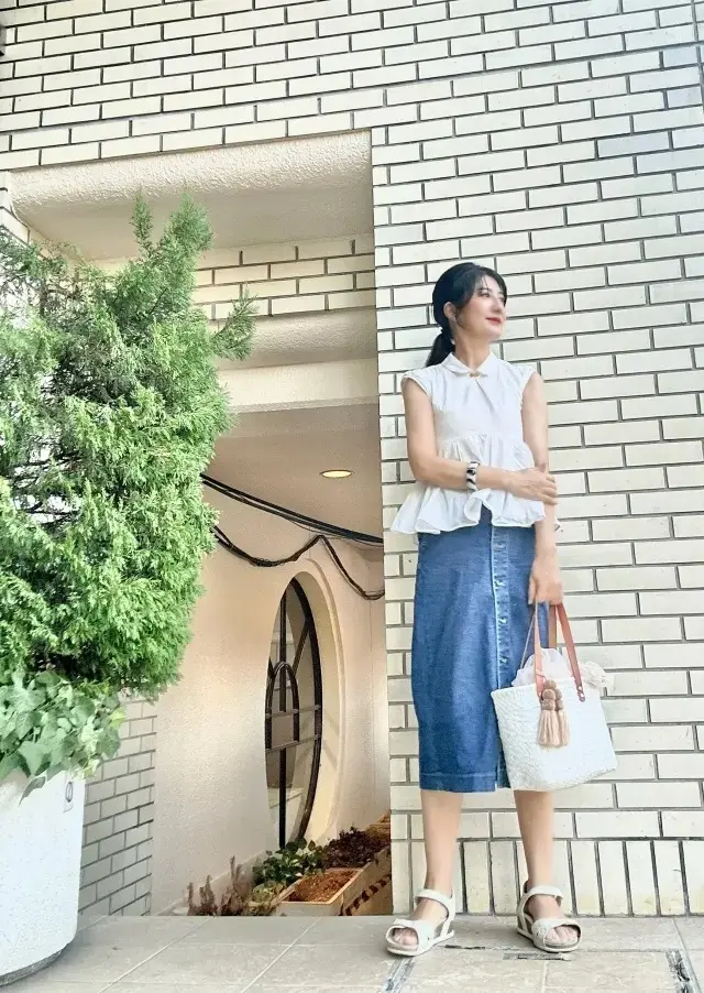 ユニクロ デニムスカート愛用　エクラ華組 山口理江さん