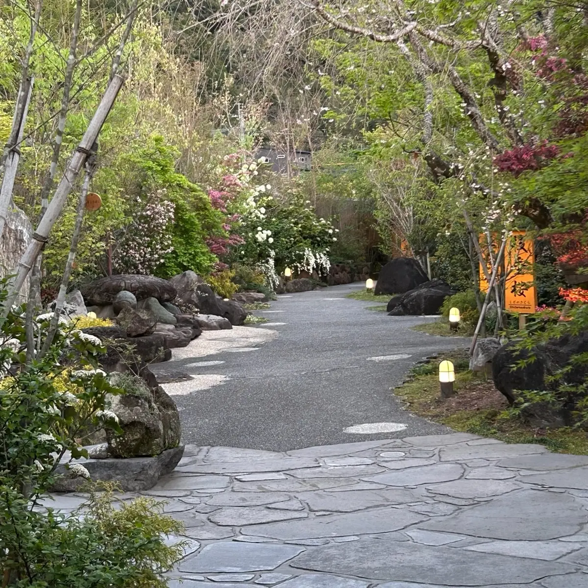 温泉宿明翠の敷地内の風景
