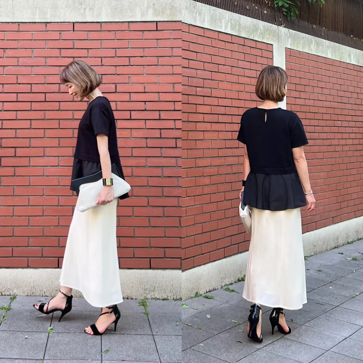 E by eclatの「異素材切替ブラウの画像_3