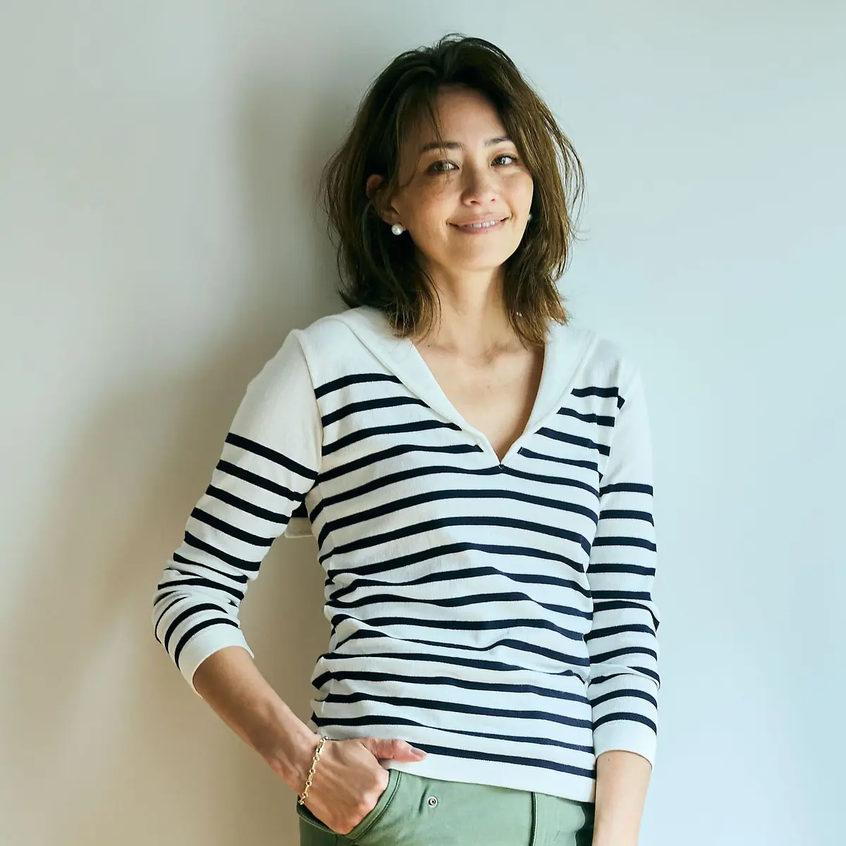 MADISONBLUE SAILOR BORDER L／S TEE‐CUT＆SEWN