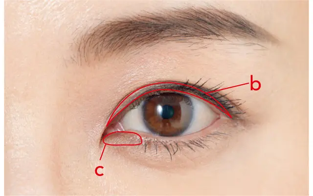 目のきわはしっかりと引き締める