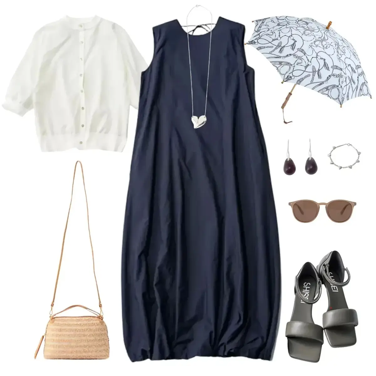 【50代 週末コーデ】リラクシングなワンピースが主役の夏のお出かけコーデ