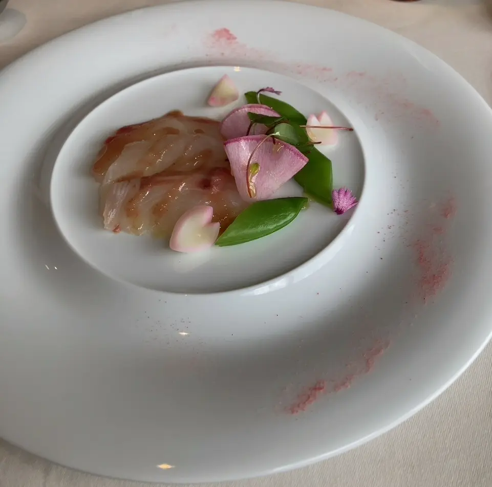 桜薫る真鯛のカルパッチョ　春告げる新芽サラダとともに