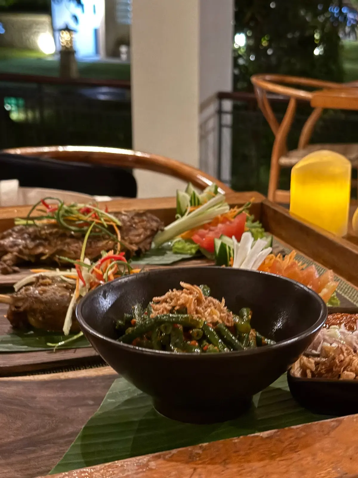 バリ島　サヌール　50代夫婦旅行　プラマサヌールビーチホテル　PRAMA SANUR BEACH BALI　Indonesia cuisine インドネシア料理レストラン　LadaResto　料理　いんげん